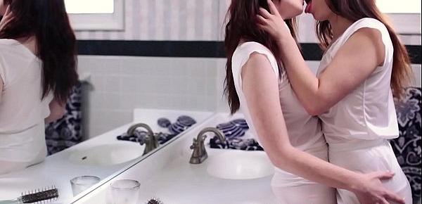  Naughty young Mormon lesbians eating pussy in the bathroom